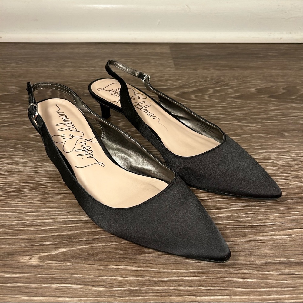 SOLD Libby Edelman Black Point Toe Kitten Heel with Ankle Strap, SZ Women’s 8.5